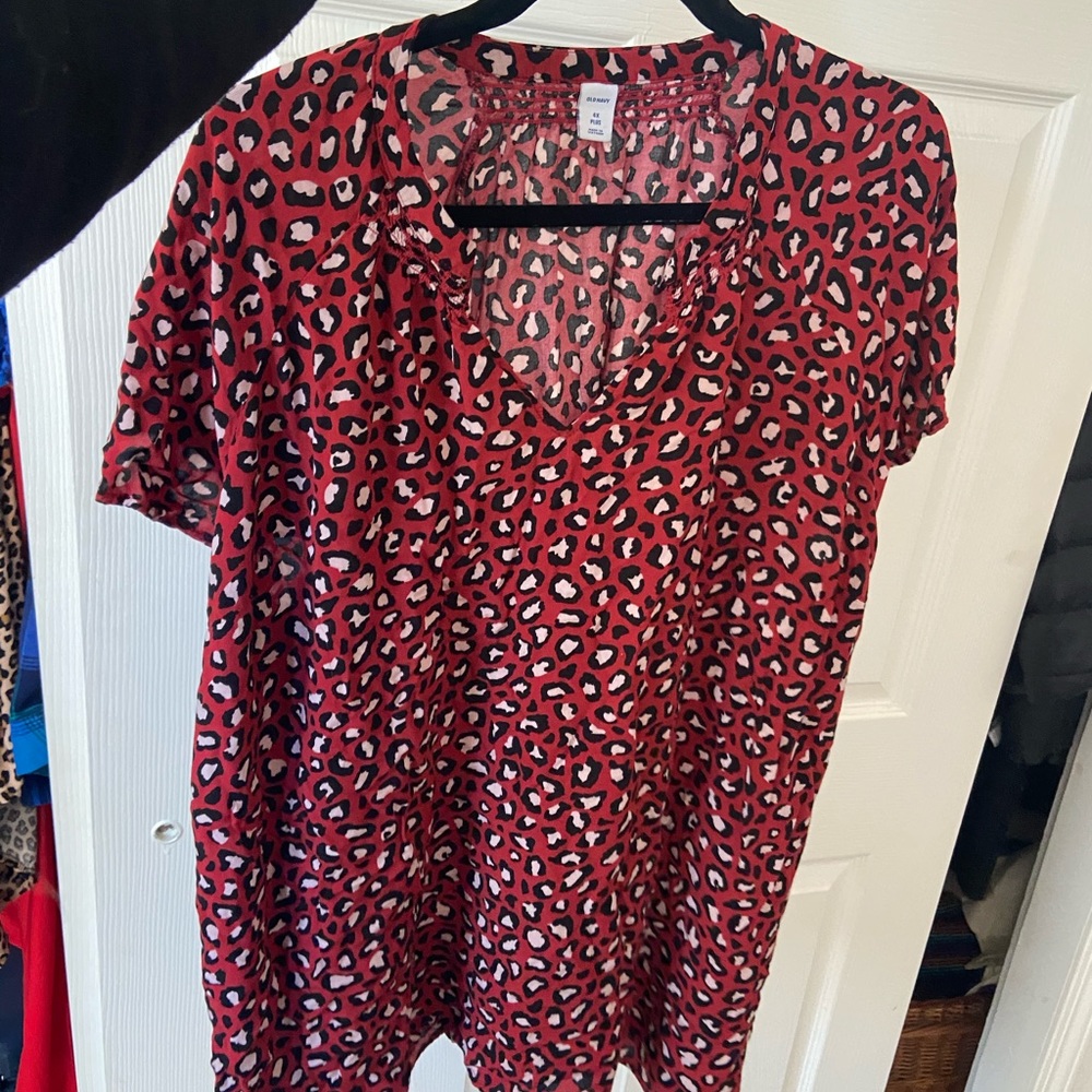 Red Cheetah Print Blouse